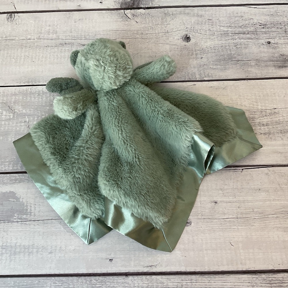 Cloud Island Dragon Wings Lovey Green Plush Baby Security Blanket Satin